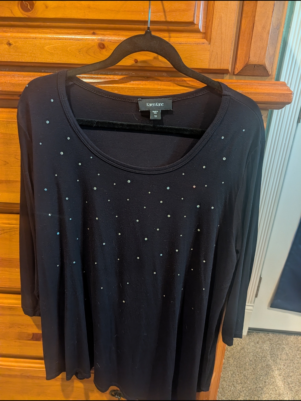 Karen Kane Black Scoop Neck Top with Stud Accents